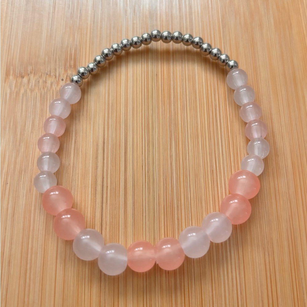 Pink and Silver Beaded Bracelet